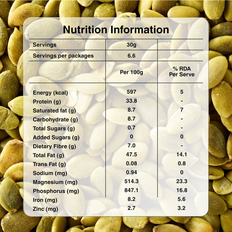 Premium Whole Pumpkin Seeds 200g Info Image